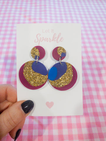 Resin Circle Dangle - Berry Bliss Mix