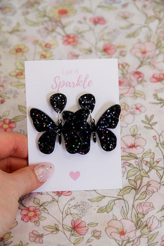 Resin Butterfly Dangles BLACK