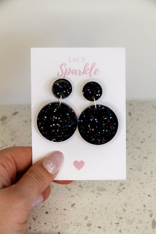 Resin Circle Dangles BLACK