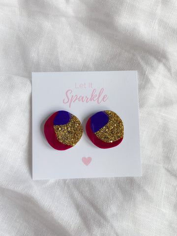 Resin Big Pebble Studs - Berry Bliss