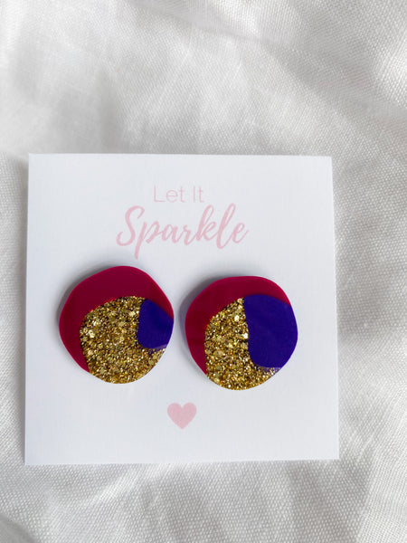 Resin Big Pebble Studs - Berry Bliss