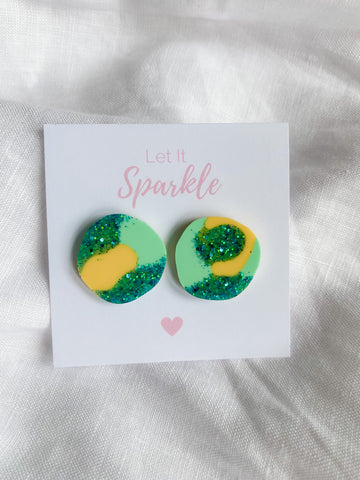 Resin Big Pebble Studs - Cool Summer