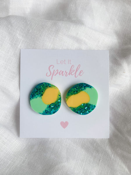 Resin Big Pebble Studs - Cool Summer