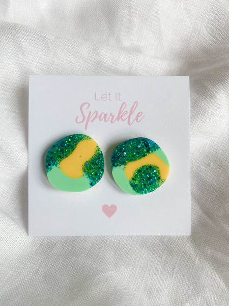 Resin Big Pebble Studs - Cool Summer