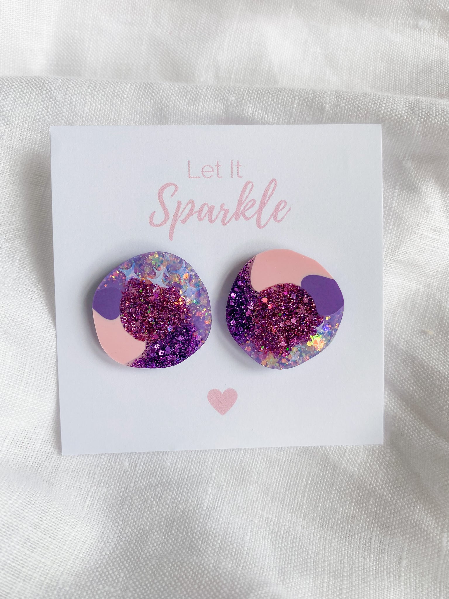 Resin Big Pebble Studs - Mermaid Glitter