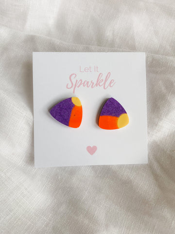 Resin Triangle Studs - Sunrise