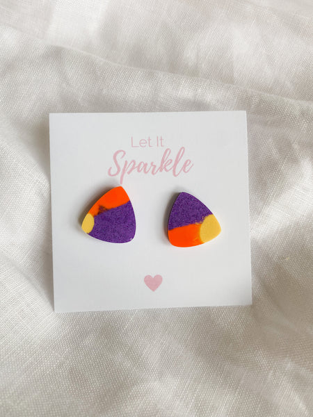Resin Triangle Studs - Sunrise