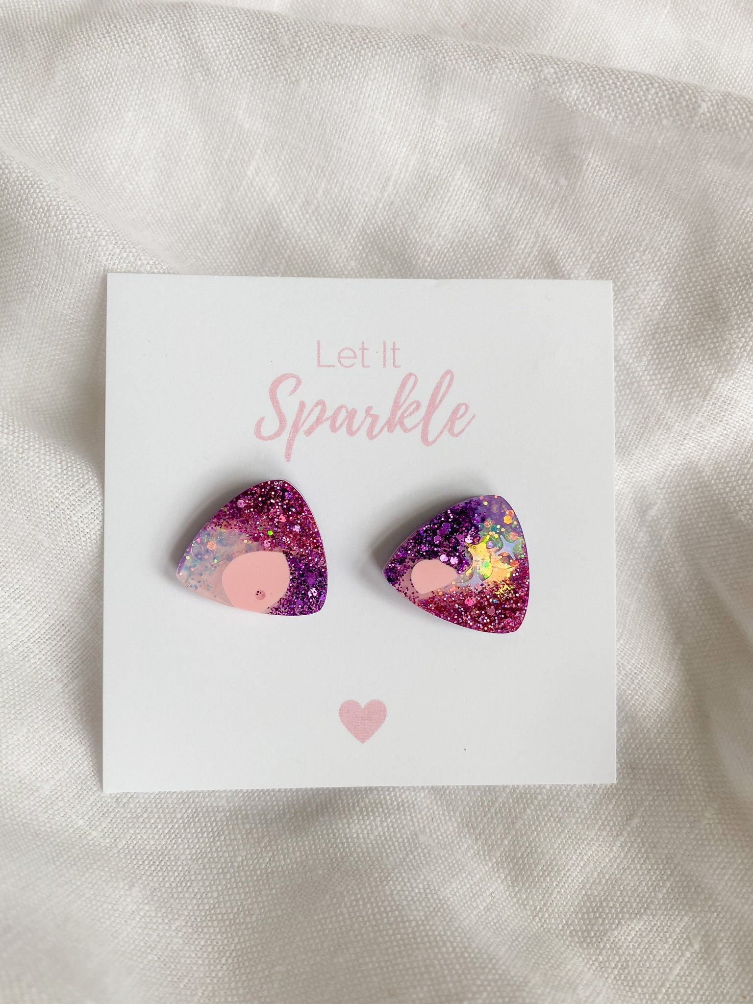 Resin Triangle Studs - Mermaid Glitter