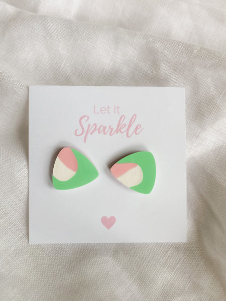 Resin Triangle Studs - Marshmallow