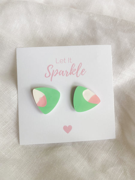 Resin Triangle Studs - Marshmallow