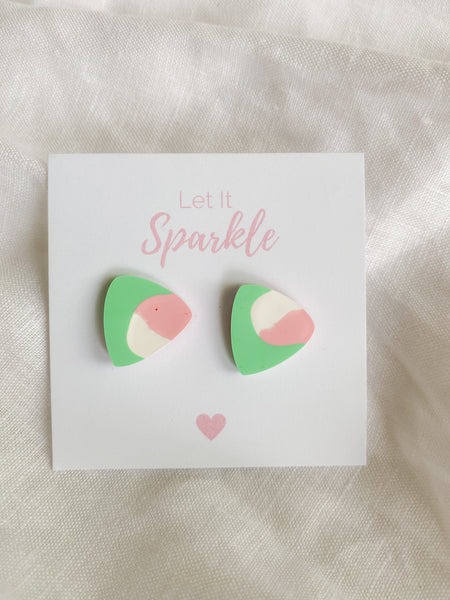Resin Triangle Studs - Marshmallow