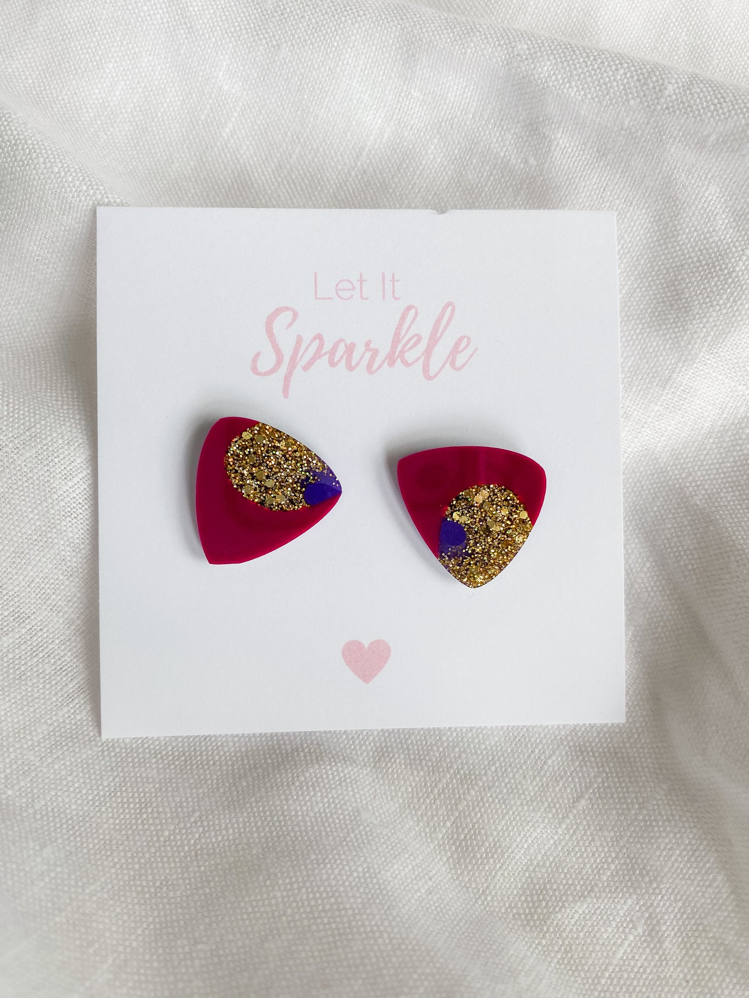 Resin Triangle Studs - Berry Bliss