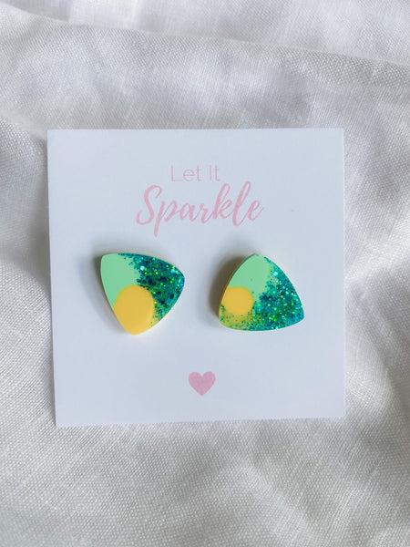 Resin Triangle Studs - Cool Summer