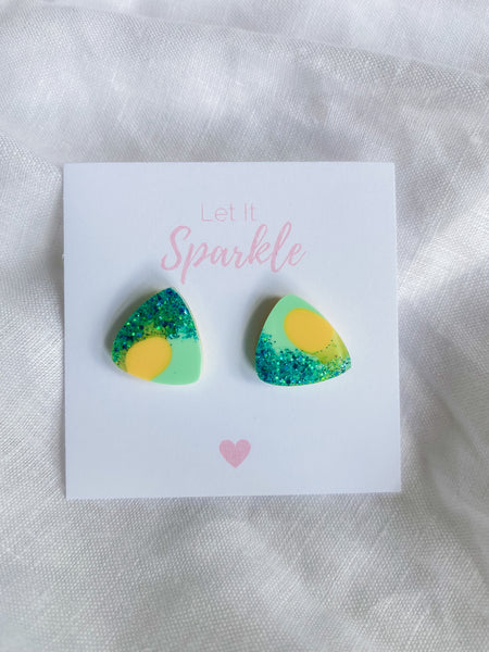 Resin Triangle Studs - Cool Summer