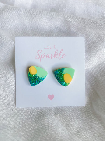Resin Triangle Studs - Cool Summer