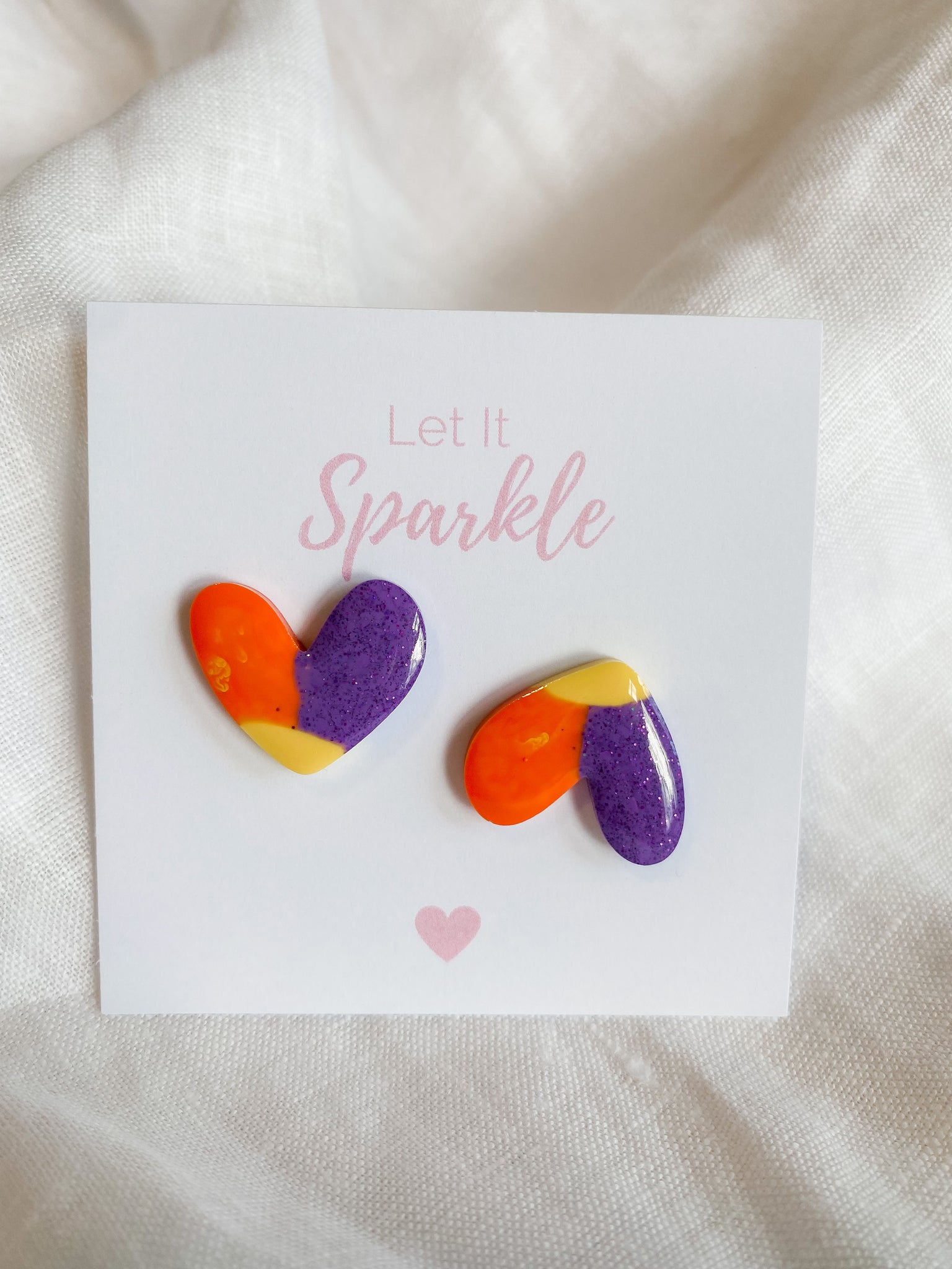 Resin Heart Studs - Sunrise
