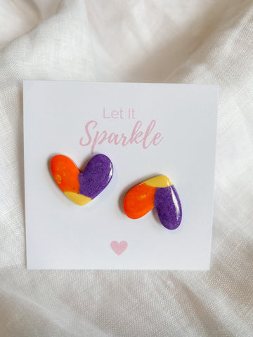 Resin Heart Studs - Sunrise