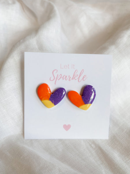 Resin Heart Studs - Sunrise