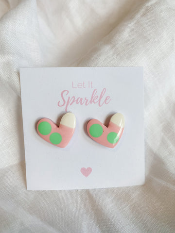 Resin Heart Studs - Marshmallow
