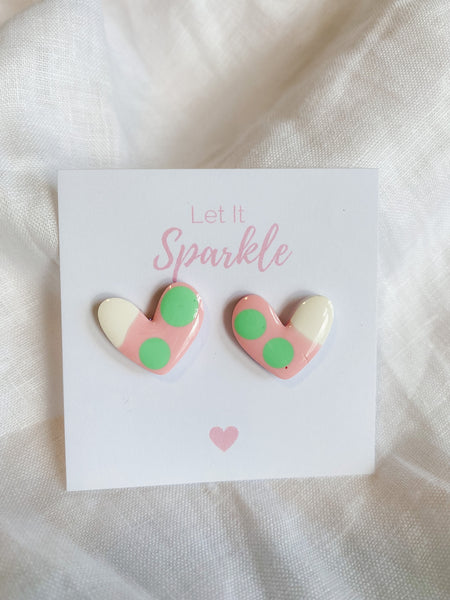 Resin Heart Studs - Marshmallow