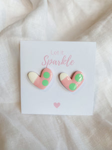 Resin Heart Studs - Marshmallow