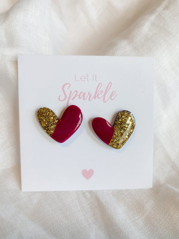 Resin Heart Studs - Berry Bliss