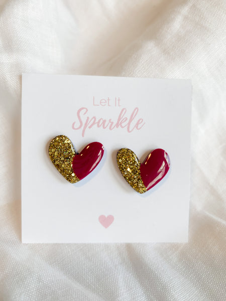 Resin Heart Studs - Berry Bliss