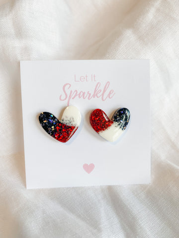 Resin Heart Studs - The Saints