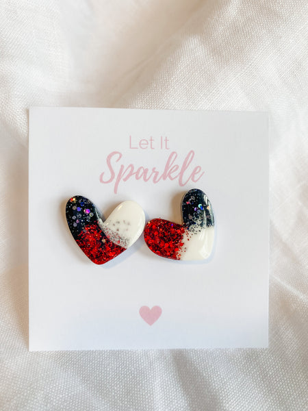 Resin Heart Studs - The Saints