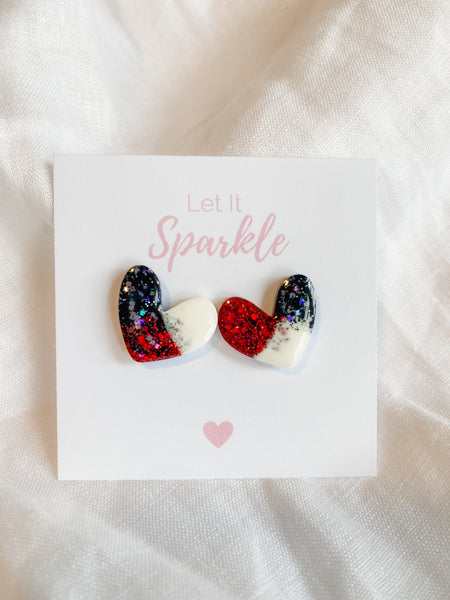 Resin Heart Studs - The Saints
