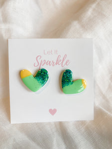 Resin Heart Studs - Cool Summer