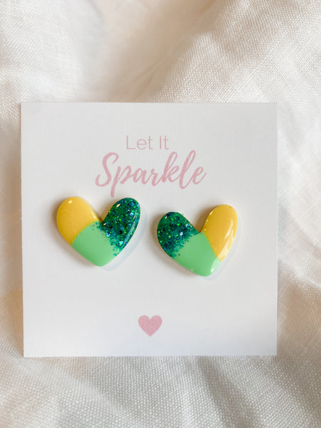 Resin Heart Studs - Cool Summer