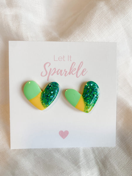 Resin Heart Studs - Cool Summer