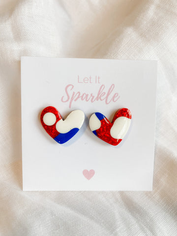 Resin Heart Studs - Not Another Footy Team
