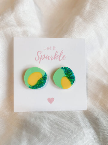 Resin Midi Pebble Studs - Cool Summer