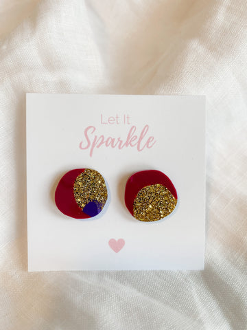 Resin Midi Pebble Studs - Berry Bliss