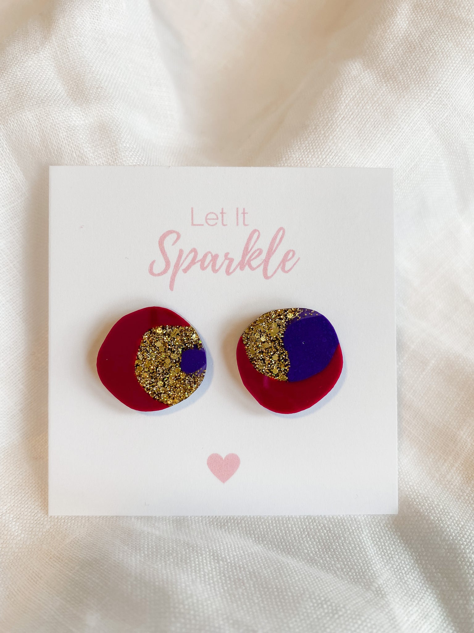 Resin Midi Pebble Studs - Berry Bliss