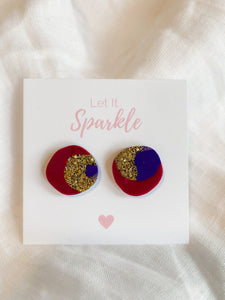 Resin Midi Pebble Studs - Berry Bliss