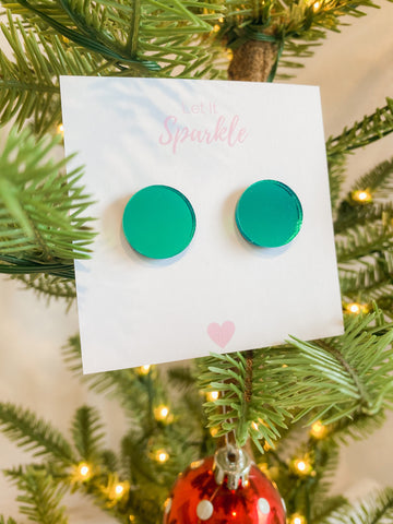 Green Mirror Studs