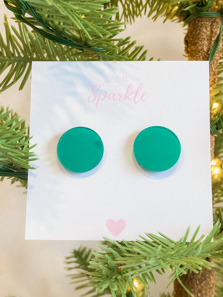Green Mirror Studs