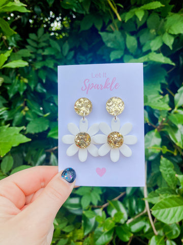 White Daisy Dangles