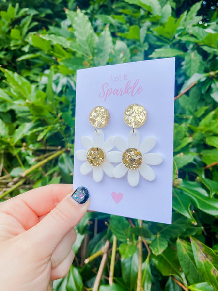 White Daisy Dangles