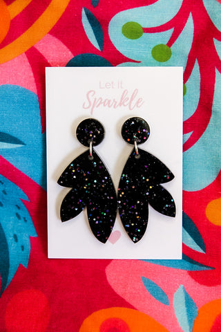 Resin Leaf Dangle BLACK