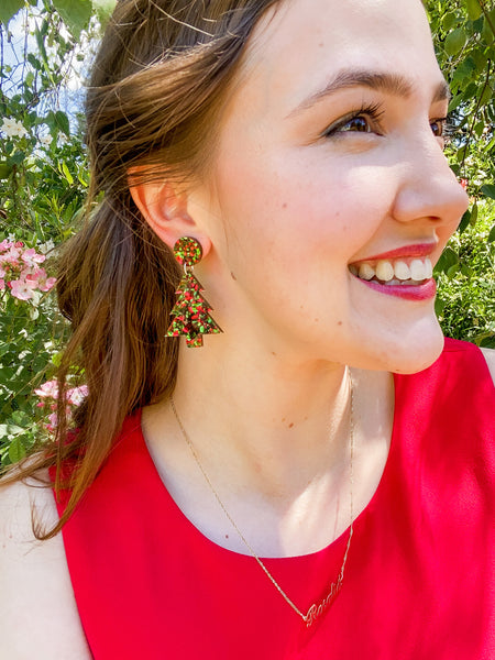 Red & Green Christmas Tree Dangles