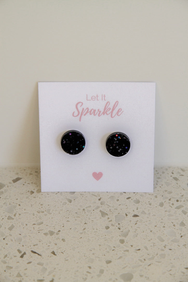 Resin Midi Circle Stud BLACK