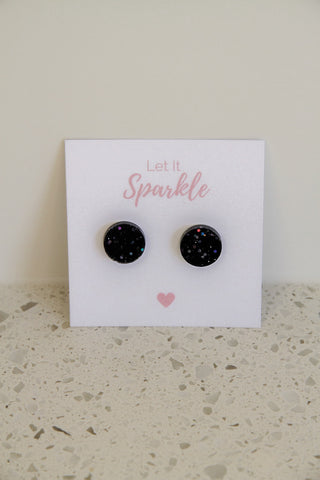 Resin Midi Circle Stud BLACK