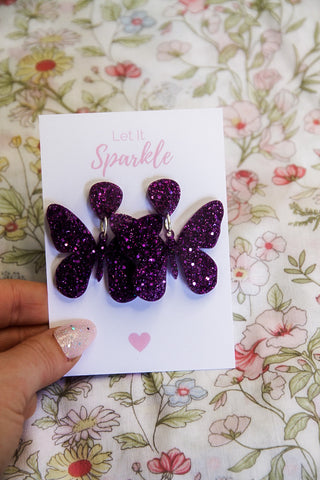 Resin Butterfly Dangles PURPLE