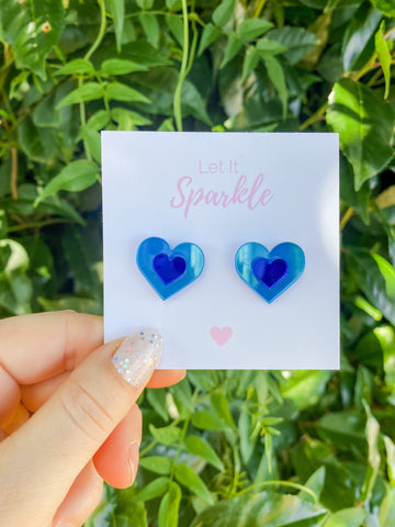 Blue Sweet Heart Studs