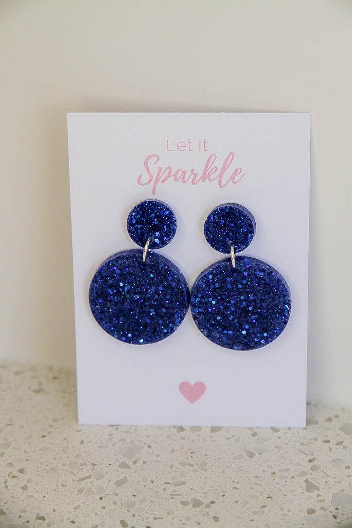 Resin Circle Dangles DARK BLUE