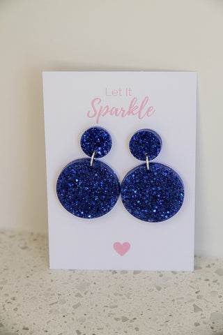 Resin Circle Dangles DARK BLUE